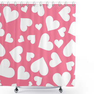 Personality  Hearts. Heart Seamless Pattern. Pink Heart. Packaging Design For Gift Wrap. Abstract Geometric Modern Background. Vector Illustration. Art Deco Style Shower Curtains