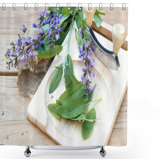 Personality  Sage Leaves And Blossoms Shower Curtains