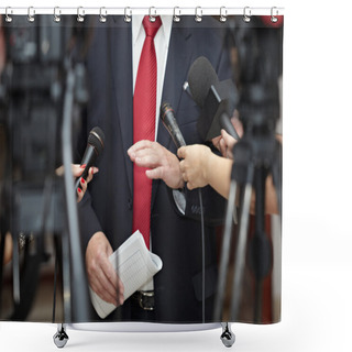 Personality  Business Meeting Conference Journalism Microphones Shower Curtains