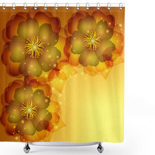 Personality  Invitation Or Greeting Card With Golden Flowers Shower Curtains