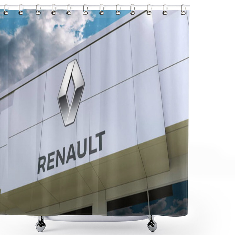 Personality  Groupe Renault Logo On The Modern Building Facade. Editorial 3D Rendering Shower Curtains