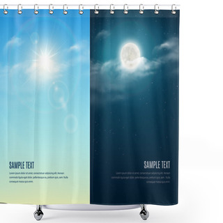 Personality  Day And Night Illustration. Sky Background Shower Curtains