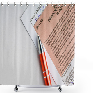 Personality  Filling In Polish Individual Tax Form PIT-37 For Year 2013 Shower Curtains