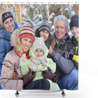 Personality  Big Family Posing Outdoors Shower Curtains