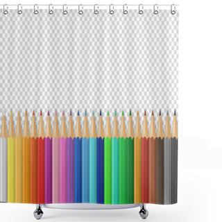 Personality  Vector Background With Realistic 3D Wooden Colorful Colored Pencils Or Crayons On Transparency Grid Background With Space For Message Or Text. Design Template For Back To School, Child Creativity Shower Curtains