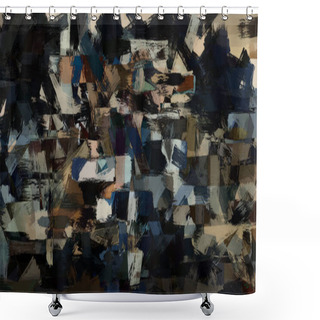 Personality  Aggressive Abstract Drawing Sloppy And Dark. Contemporary Art - Chaos And Mud. Shower Curtains