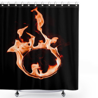 Personality  Close Up View Of Burning Circle Figure Isolated On Black Shower Curtains
