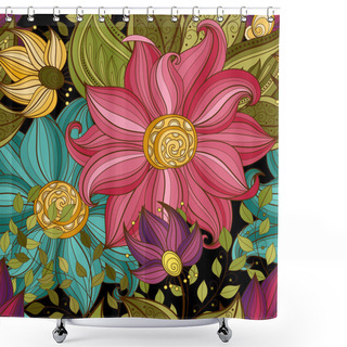 Personality  Colorful Seamless Floral Pattern Shower Curtains