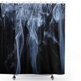 Personality  White Flowing Smoke Cloud On Black Background Shower Curtains