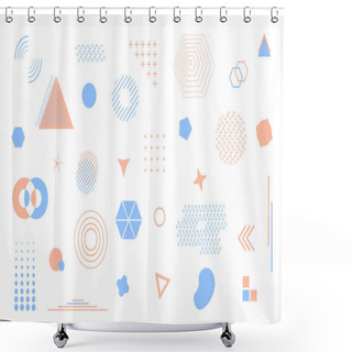 Personality  Geometric Seamless Pattern Concept. Repeating Design Element For Printing On Fabric. Minimalistic Geometric Shapes. Line Circles And Triangles, Squares. Cartoon Flat Vector Illustration Shower Curtains