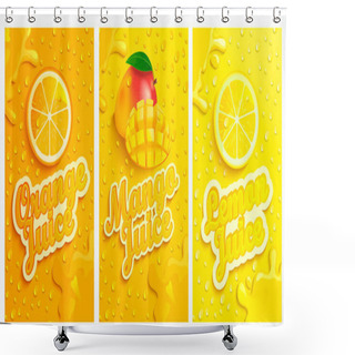 Personality  Set Of Templates With Fresh And Cold Lemon,mango,orange Juices  Shower Curtains