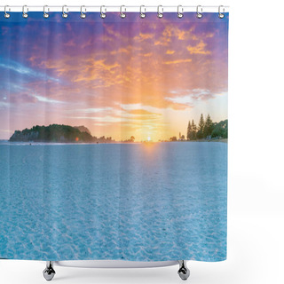 Personality  Golden Sunrise Over Beach Shower Curtains