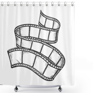 Personality  Filmstrip For Old Video Camera Monochrome Vector Shower Curtains