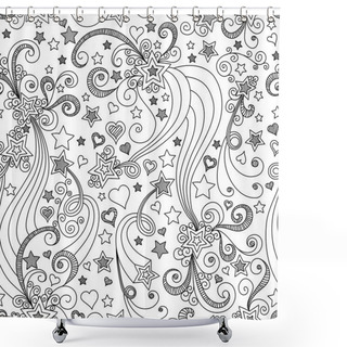 Personality  Vector Seamless Black And White Star Pattern Shower Curtains
