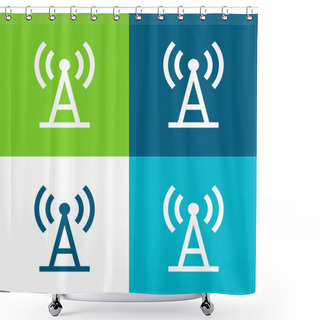 Personality  Antenna Flat Four Color Minimal Icon Set Shower Curtains