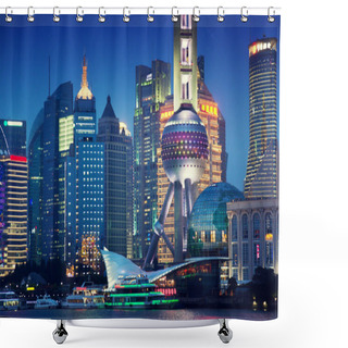 Personality  Shanghai At Night, China Shower Curtains