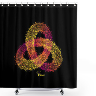 Personality  Trefoil Knot. Vector Illustration Consisting Of Points And Lines. 3D Grid Design. Molecular Grid. 3D Technology Style. Shower Curtains