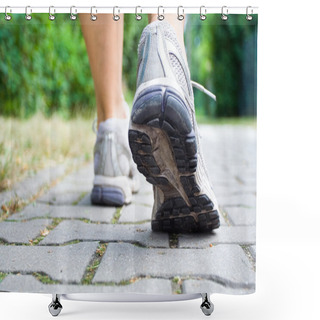 Personality  Sport Shoes Walking In Summer Shower Curtains