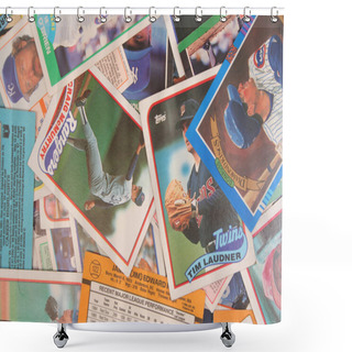 Personality  Scattered Baseball Cards Shower Curtains