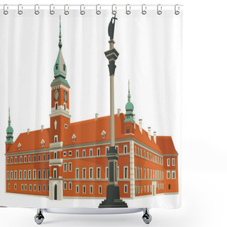 Personality  Column And Royal Castle In Warsaw Shower Curtains