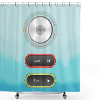 Personality  Sound Control Knob And Buttons. Vector Illustration. Shower Curtains