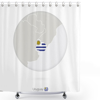 Personality  Map Of Uruguay And National Flag In A Circle. Shower Curtains
