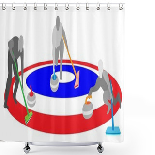 Personality  Athletes Playing Curling Sport On Ice Curling Sheet Shower Curtains