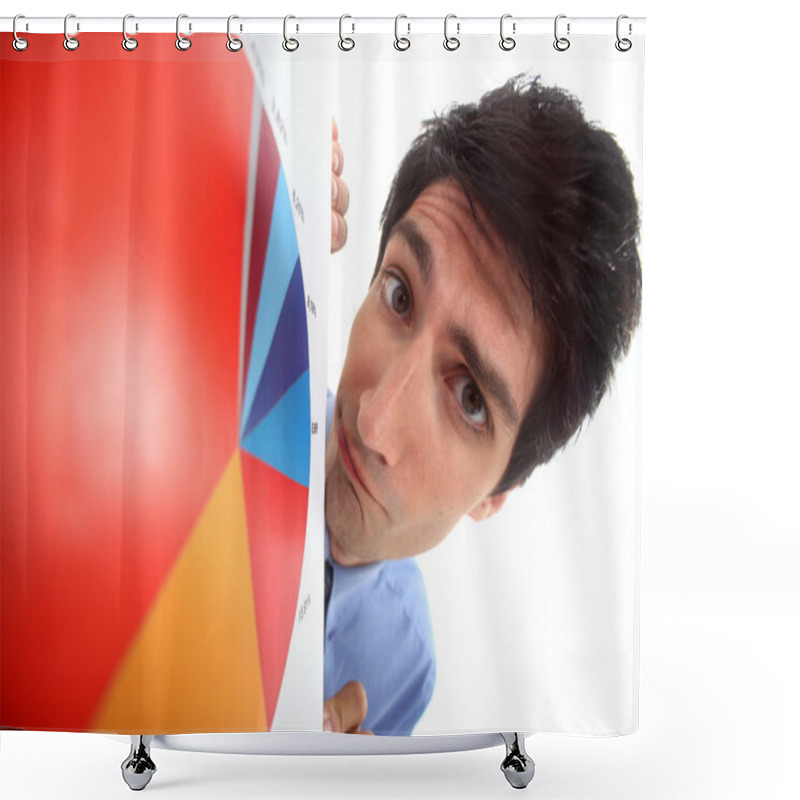 Personality  Worried Man Looking At A Pie Chart Shower Curtains