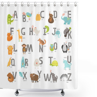 Personality  Cute Vector Zoo Alphabet Shower Curtains