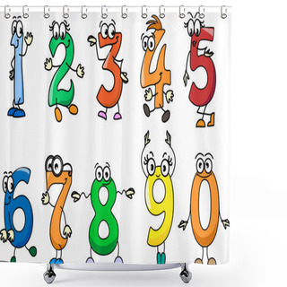 Personality  Cartoon Numbers Shower Curtains