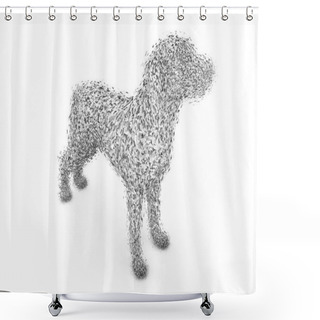 Personality  Dog Wire Frame Shape In Low Polygon Style. 3D Rendering Image. Shower Curtains