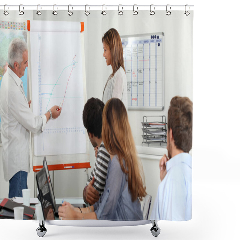 Personality  Employees Looking A Line Chart Shower Curtains