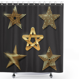 Personality  Vector Set Of Golden Decorative Stars Shower Curtains