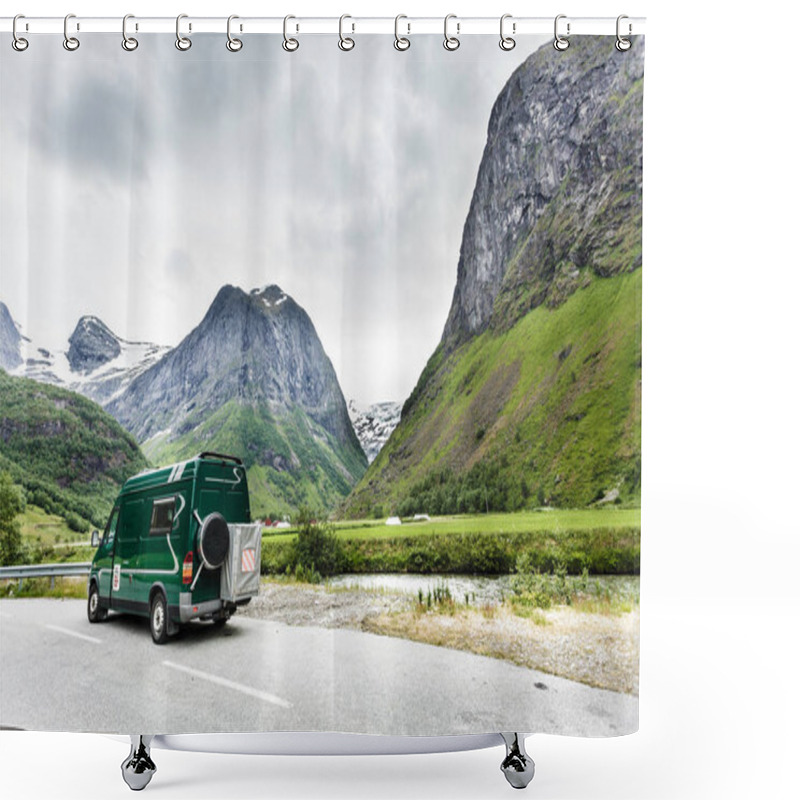 Personality  Camper Car In Norwegian Mountains Shower Curtains