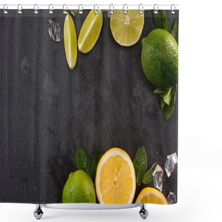 Personality  Lime And Orange Slices With Mint Leaves Shower Curtains