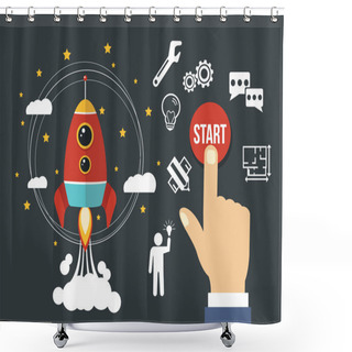 Personality  Vector Flat Start Up Business Concept. Icon Set Shower Curtains