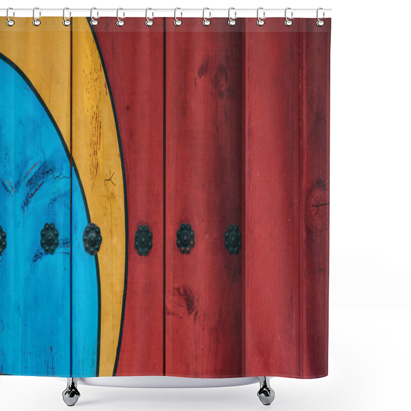 Personality  Full Frame Shot Of Colorful Wooden Wall For Background Shower Curtains