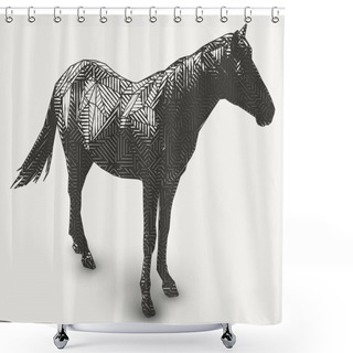 Personality   Geometrical Horse Vector Shower Curtains