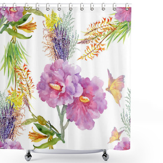 Personality  Pattern With Flower Bouquets And Butterflies Shower Curtains