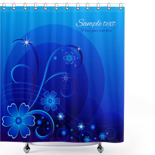Personality  Vector Blue Floral Background Shower Curtains
