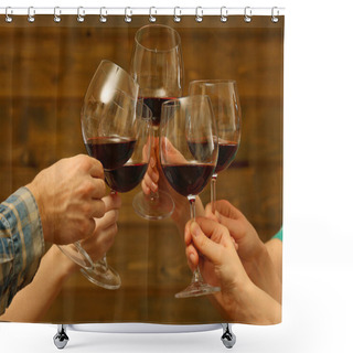 Personality  Clinking Glasses Of Red Wine Shower Curtains