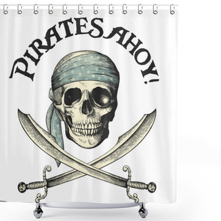 Personality  Pirates Symbol With Skull And Crossed Sabers Shower Curtains