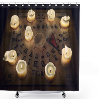 Personality  Ouija - Spiritual Board For Communicating With Human Ghosts Shower Curtains