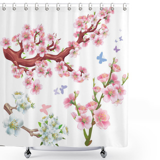 Personality  Set Of Flowering Branches Shower Curtains