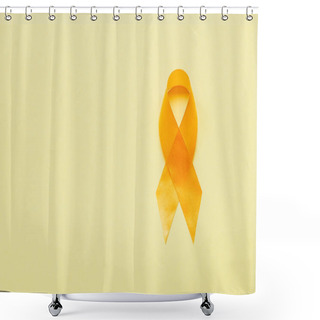Personality  Top View Of Yellow Awareness Ribbon On Yellow Background, Suicide Prevention Concept Shower Curtains