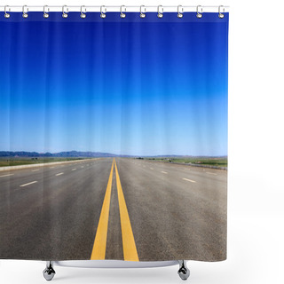 Personality  Highway In Steppe Against A Blue Sky Shower Curtains