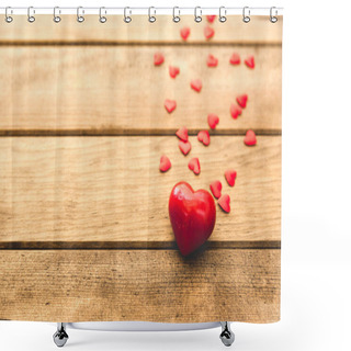 Personality  Valentine's Day Background With Red Hearts  Shower Curtains