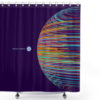 Personality  Three-dimensional Sphere Composed Of Multicolored Curves, Abstract Graphics. Shower Curtains