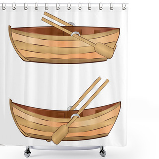 Personality  Wooden Boat Shower Curtains