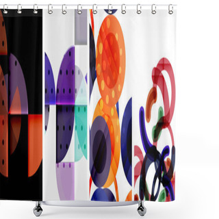 Personality  The Collage Features Four Vibrant Circles In Colors Electric Blue, Magenta, And Others On A White Background. It Is A Colorful And Abstract Piece Of Art With A Pattern Of Circles Shower Curtains